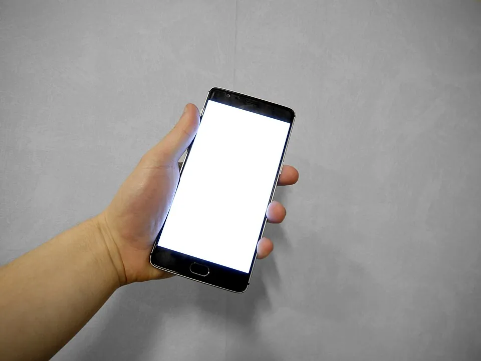 手に持ったスマートフォンの画面